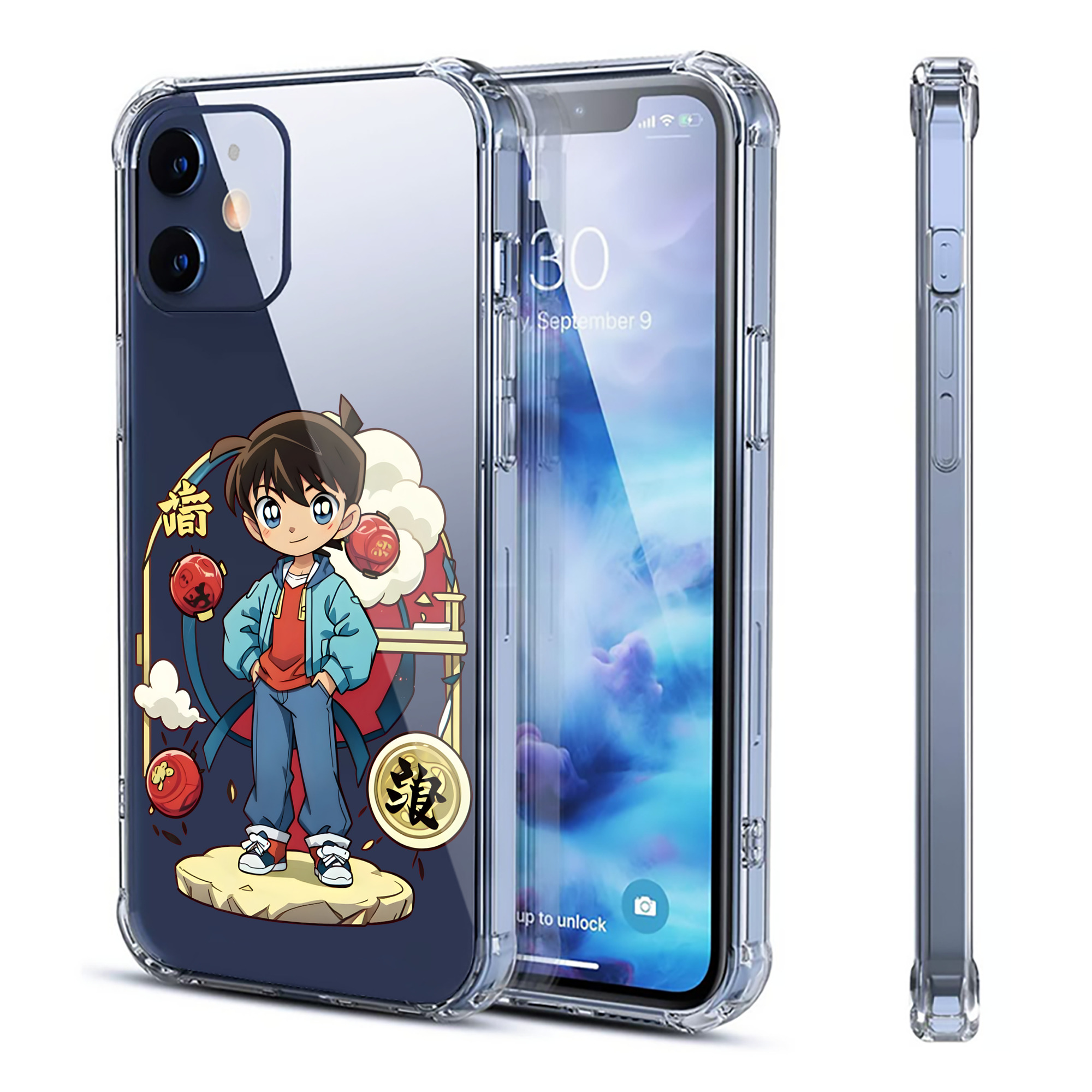 （画像用） 名探偵コナン 江戸川 コナン Detective Conan Conan Edogawa 【iPhone 12シリーズ対応】透明スマホケース（クリアソフトケース）